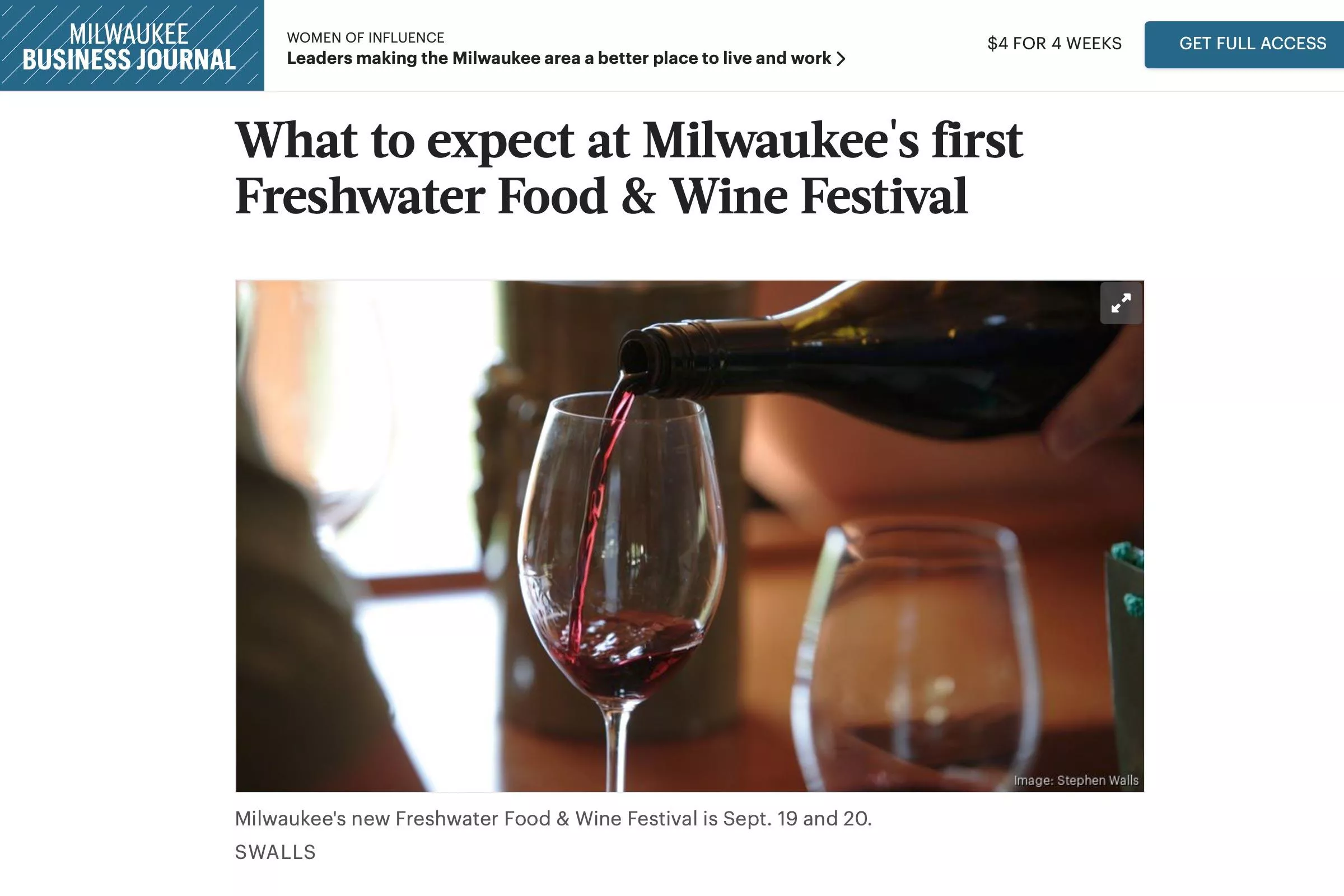 Freshwater Featured by Milwaukee Business Journal